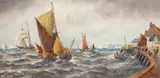 Entering the harbour by Thomas Bush Hardy, 1890, Watercolour, sold Mar 2016