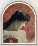 Portrait of a lady with an urn Signed Watercolour in an arched mount 30 x 24.5cm; 11¾ x 9½in ++Good condition by William John Wainwright, Watercolour in an arched mount, sold Mar 2016
