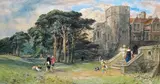 Returning from Hawking by John Edmund Buckley, 1867, Watercolour and bodycolour, sold Mar 2016