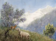 Goats on a mountain pasture Watercolour, unframed 28 x 35.5cm; 11 x 14in ++Good condition by John Robert Keitley Duff, Watercolour, unframed, sold Mar 2016
