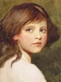 Portrait of a young girl Signed with a monogram Red chalk by T. Murray Bernard Bladon, watercolor, sold Mar 2016