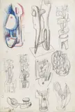 Ideas for Sculpture by Henry Moore O.M., Pencil and coloured conte, sold Mar 2016