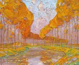 Untitled by Louis Reckelbus, Gouache on brown paper, sold Mar 2016