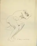 Reclining nude Signed Pencil sketch, unframed 32 xs 26cm; 12½ x 10¼in Provenance: The collection of Brigadier A.C by Norman Lindsay, Pencil sketch, unframed, sold Mar 2016