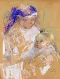 Study of a mother and child Signed and inscribed étude Chalk on buff by Julia Beatrice How, Chalk on buff paper, sold Mar 2016