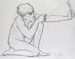 Figure study I by Rod Judkins, charcoal, sold Mar 2016