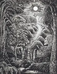 Full moon Signed and dated 74 Etching, unframed 24 x 18.5cm; 9½ x 7¼in ++Good condition by Robin Tanner, Etching, unframed, sold Mar 2016