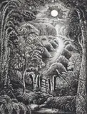 Full moon Signed and dated 74 Etching, unframed 24 x 18.5cm; 9½ x 7¼in ++Good condition by Robin Tanner, Etching, unframed, sold Mar 2016