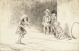 Hop-scotch, 1923 Signed Etching, edition 335, mounted, unframed 11 x 17.5cm; 4¼ x 6¾in ++Paper slightly yellowed, good condition by Eileen Alice Soper R.M.S., Etching, edition, offered Mar 2016