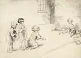 Marbles, 1923 Signed Etching, edition 380, mounted, unframed 12.5 x 17.5cm; 5 x 6¾in ++Paper slightly yellowed, good condition by Eileen Alice Soper R.M.S., Etching, edition, offered Mar 2016