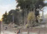 Salisbury Signed, titled and dated 1921 Watercolour and mixed media 25 x 34.5cm ++Good condition by Albert Goodwin, 1921, Watercolour and mixed media, sold Dec 2015