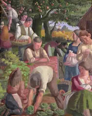 The apple pickers Oil on panel 46 x 37cm ++Good condition by Thomas Saunders Nash, Oil on panel, sold Dec 2015