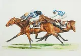 The final furlong by Sabrina Siga, watercolour, offered Oct 2013