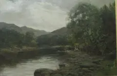 Figures by a river, by Thomas Hope McKay, oil on canvas,, sold Oct 2013