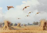 September Partridges by John Cyril Harrison, watercolour, sold May 2013