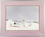 winter landscape by Jean-Luc Messin, watercolor, sold Nov 2019