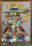 cartoon figure by Jovan Obican, oil, sold Nov 2019
