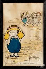 cartoons by Grace Drayton, mixed media, sold Nov 2019