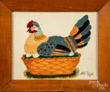 theorem of a chicken on nest by William Rank, oil on velvet, sold Nov 2019