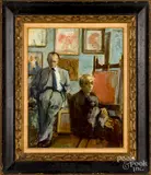 self portrait with friend Stephen Maegin by Moses Soyer, oil on canvas, sold Oct 2019
