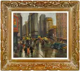 titled Times Square New York by Fanny Holtzmann, oil on canvas, sold Oct 2019