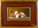 still life titled Nautilus and Butterfly by Gerald Stinski, oil on board, sold Oct 2019