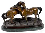 Arab mare and stallion (Groupe Chevaux Arabes) by Pierre-Jules Mêne, bronze, sold Oct 2019