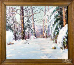 winter landscape by Walter Koeniger, oil on canvas, sold Oct 2019