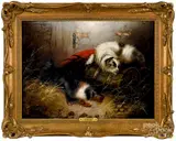 of two terriers in a stable by Edward George Armfield, oil on canvas, sold Oct 2019