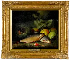 still life with fish by Henry George Todd, oil on canvas, sold Oct 2019