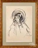 of Sarah Wearing Her Bonnet and Coat by Mary Cassatt, lithograph, sold Oct 2019