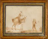 study of three figures and a donkey by Jean-Baptiste-Siméon Chardin, watercolor, sold Oct 2019
