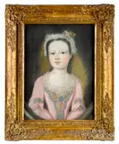portraits of a boy and girl by John Saunders I, pastel, sold Oct 2019