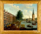 of a bustling canal scene by Abraham Storck, oil on canvas, sold Oct 2019