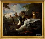 of ducks and hawk by Cornelius de Beet, oil on canvas, sold Oct 2019