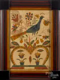 fraktur with peacock by David Y. Ellinger, watercolor, sold Oct 2019