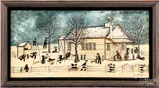 of an Amish schoolhouse by Dolores Hackenberger, oil on canvas, sold Sep 2019