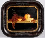 still life of grapes and a cut apple by Bert Beirne, oil on board, sold Sep 2019