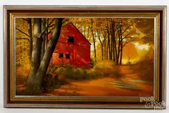 of Odegard's Barn Avon by Ben Collins, oil on canvas, sold Sep 2019