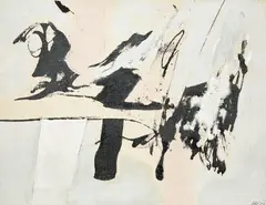 Untitled (gray and black) by Kumi Sugai, 1967, oil on canvas, sold Dec 2021