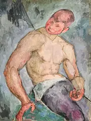 Manlig (Study of a Man) by Nils von Dardel, oil on canvas, sold Jan 2022