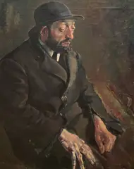 Portrait of 'Bananas', the Pedlar by Clara Klinghoffer, 1923, oil on canvas, sold Jan 2022