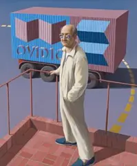 Study For Portrait Of David Malouf by Jeffrey Smart, c.1980, synthetic polymer paint on canvas on composition board, sold Apr 2011