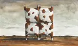Four Rear Ends In A Pile by John Kelly, 1993, gouache on paper, sold Apr 2011