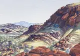 Ranges To Mount Zeil by Albert Namatjira, 1953, watercolour, sold May 2011