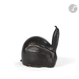 SCULPTEUR & SUSSE FRÈRES ÉDITEUR Lapin, une oreille dressée, le modèle créé en [1919] by Édouard-Marcel Sandoz, Épreuve en bronze patiné brun, sold Oct 2023