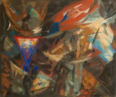 Composition by Jean Bertholle, 1960, Gouache, sold Oct 2023