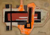 Composition by Raymond Preaux, Technique mixte et collage, sold Oct 2023