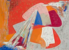 Composition by James Pichette, 1955, Gouache, sold Oct 2023