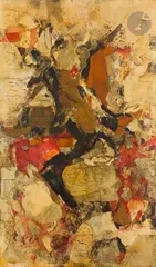 Composition, vers 1960-65 by Janine Mongillat, Technique mixte et collage, sold Oct 2023